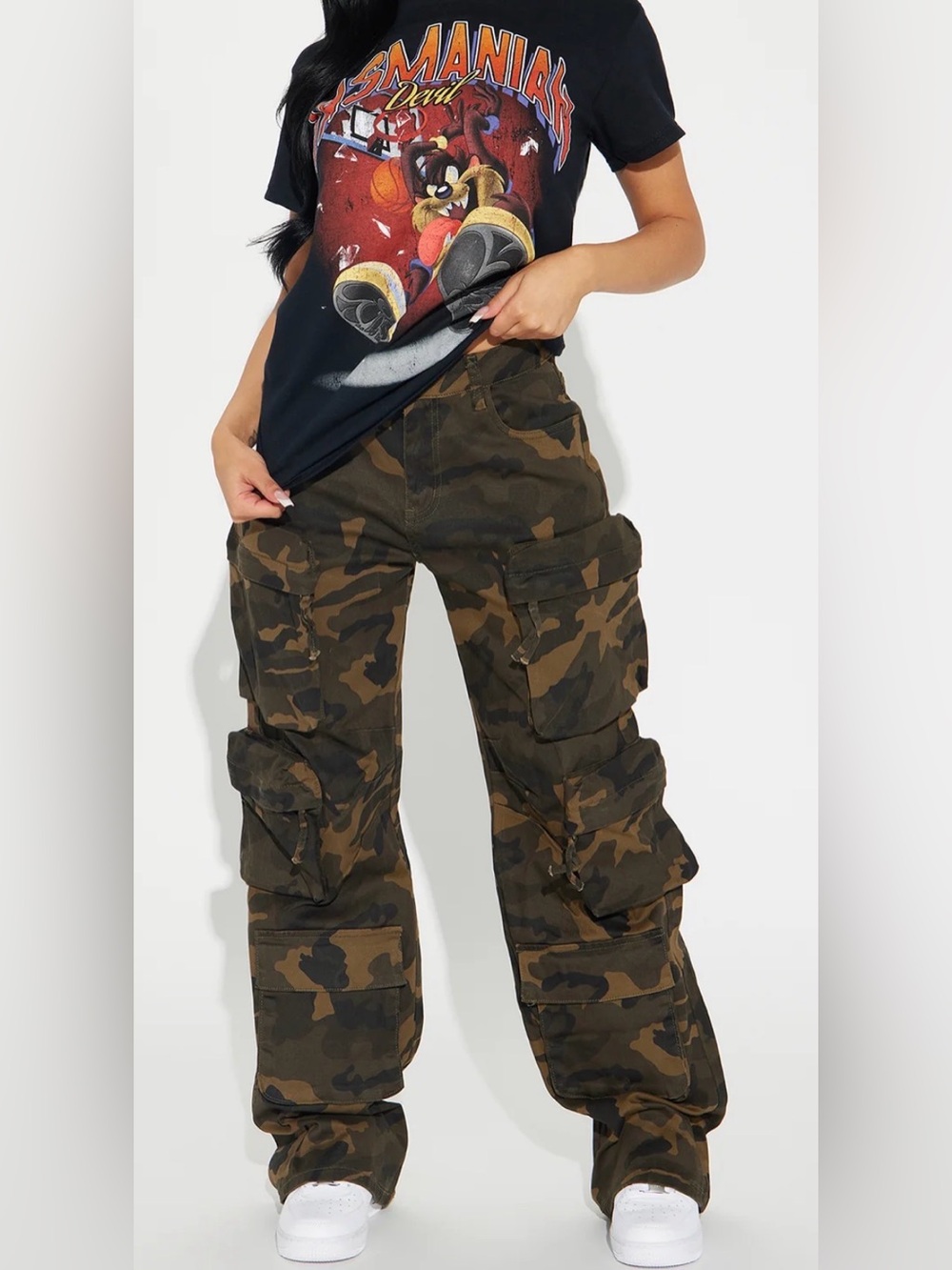 Camouflage Utility Cargo Pants - Olive Camo